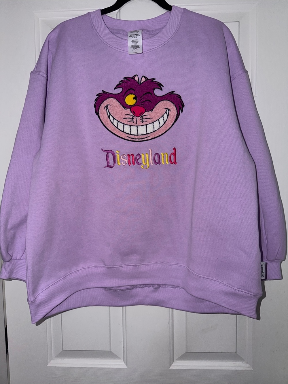 Disneyland Lavender Cheshire Cat Embroidered Crewneck Sweatshirt